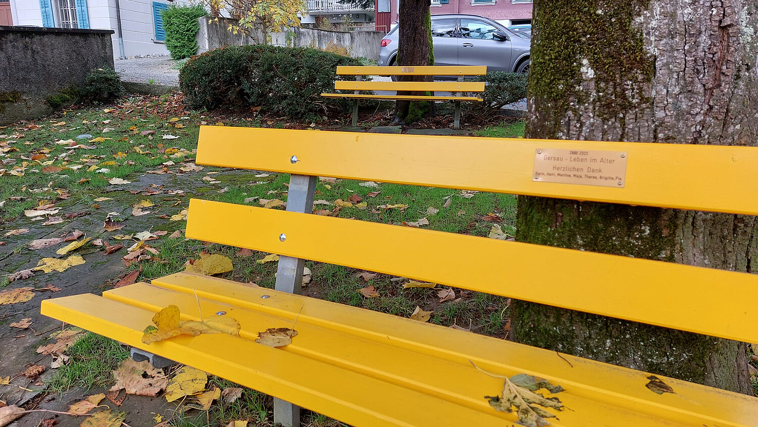 A Gersau, des plaques de remerciement sur les nouveaux bancs rendent hommage à l’engagement des différents membres du groupe de travail.