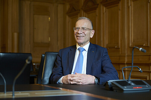 Hannes Germann, président sortant de l’Association des Communes Suisses, au Palais fédéral.